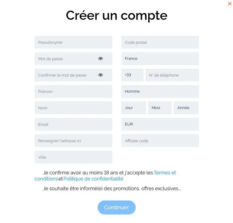 Winspark Casino registration process